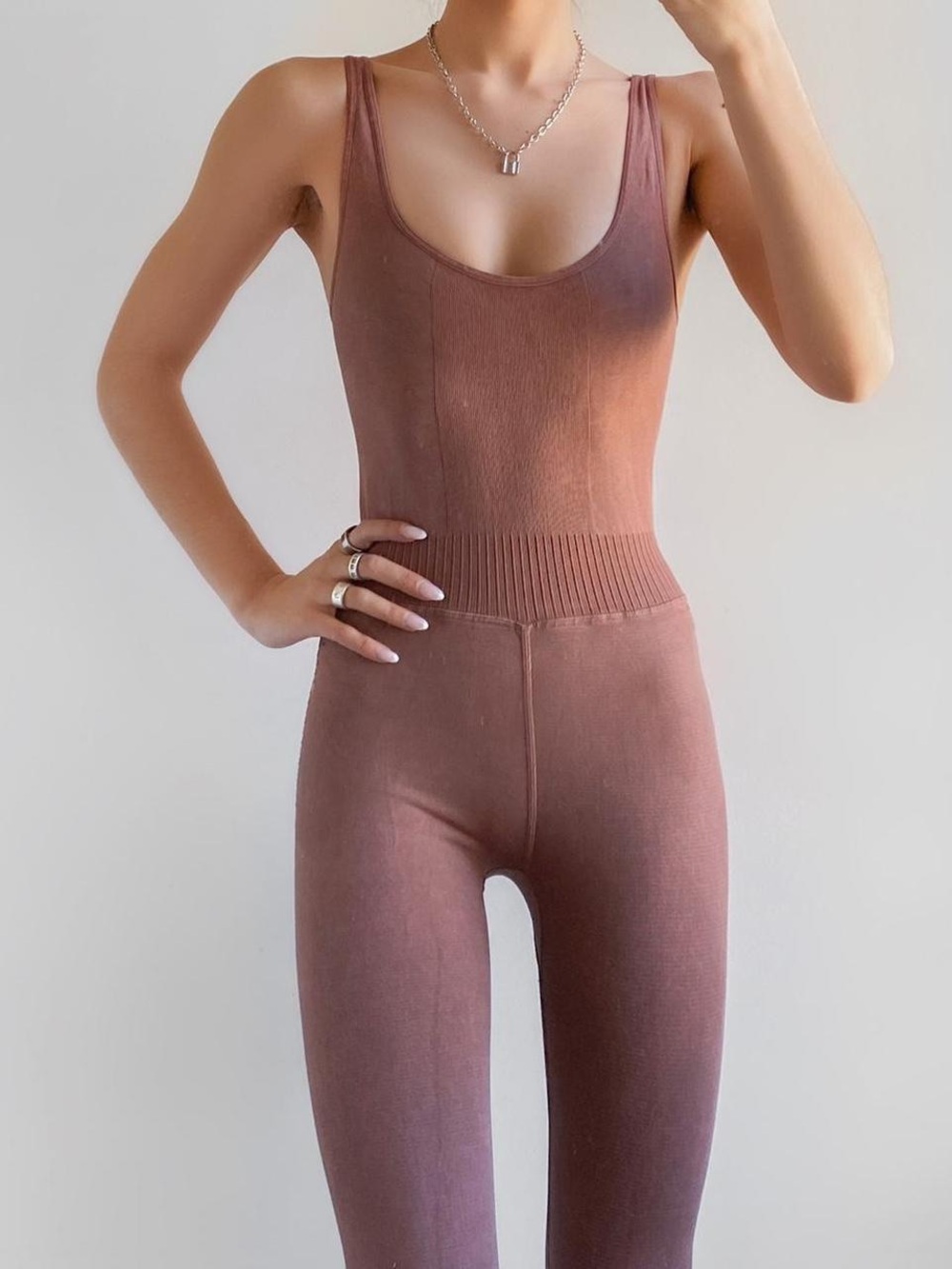 Free People Women's Brown and Pink (Mauve) Jumpsuit
